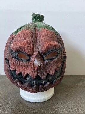 Men's Halloween Pumpkin Mask - Rust Orange & Green